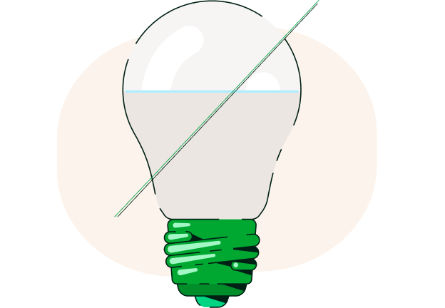 Una bombilla led con un linea cruzada