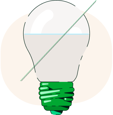 Una bombilla led con un linea cruzada