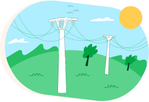 Torre eléctrica enganchada a una casa