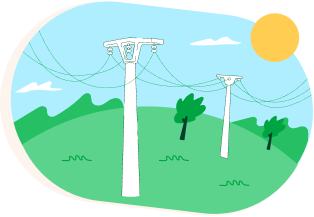 Torre eléctrica enganchada a una casa