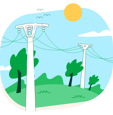 Torre eléctrica enganchada a una casa