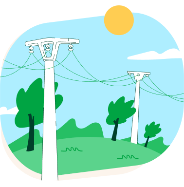 Torre eléctrica enganchada a una casa