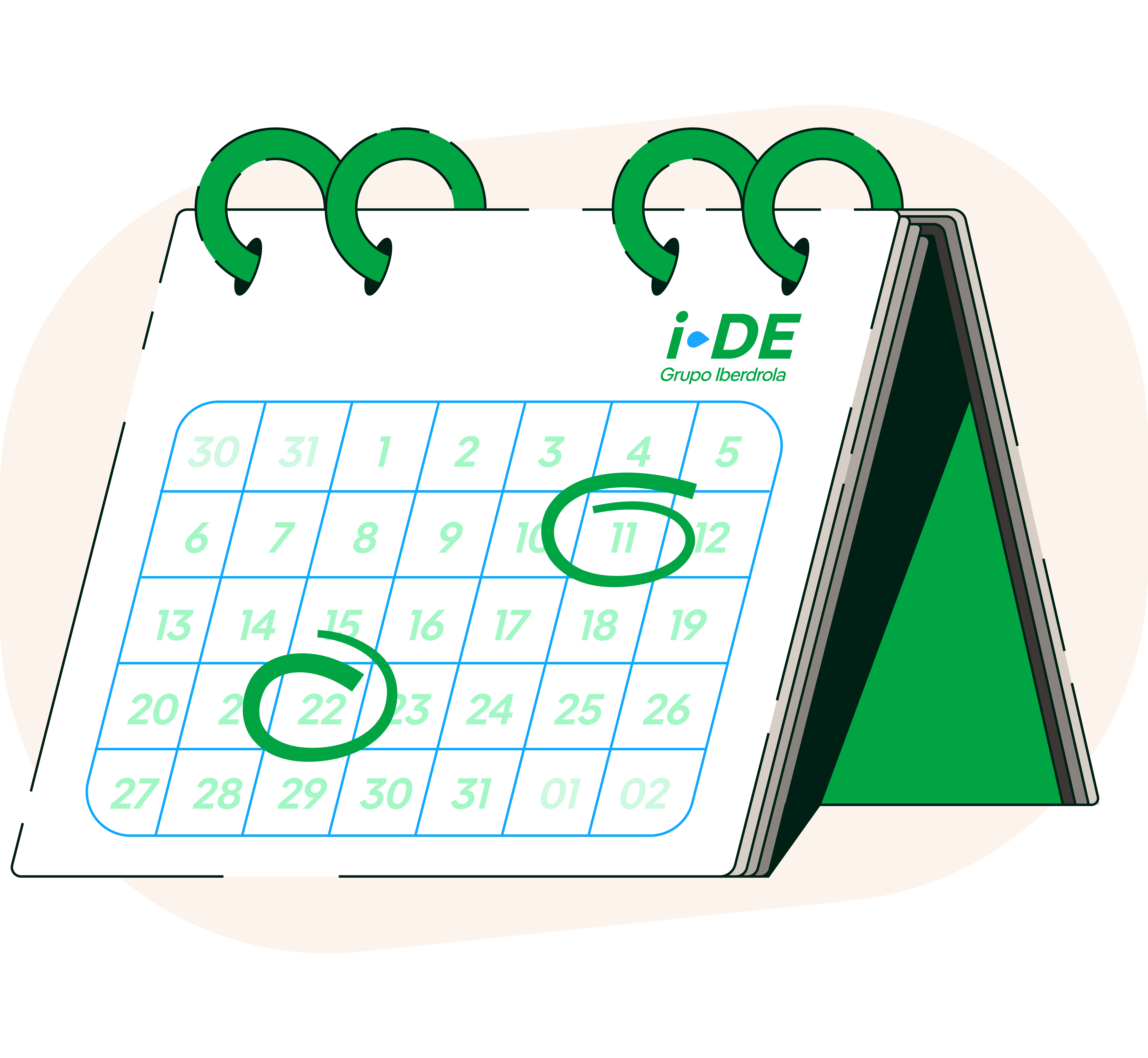 Ilustración de un calendario con fechas marcadas