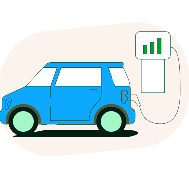 Ilustración de un coche junto un símbolo de electricidad