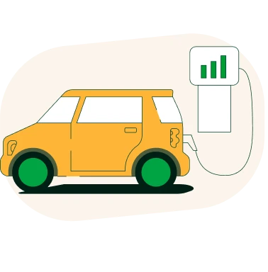 Ilustración de un vehíclo eléctrico en carga