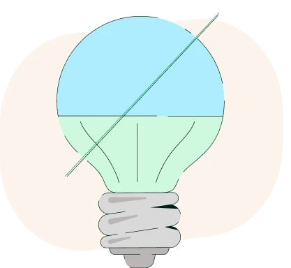 Ilustración de una bombilla led con el signo de tachado
