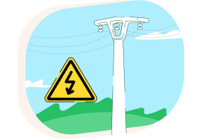 Ilustración de una torre electrica con la señas de peligro