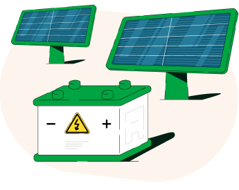 Dos placas solares junto a una batería