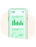 Ilustracion de una movil con gráficas de consumo