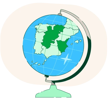Illustration of a globe with i-DE coverage in Spain